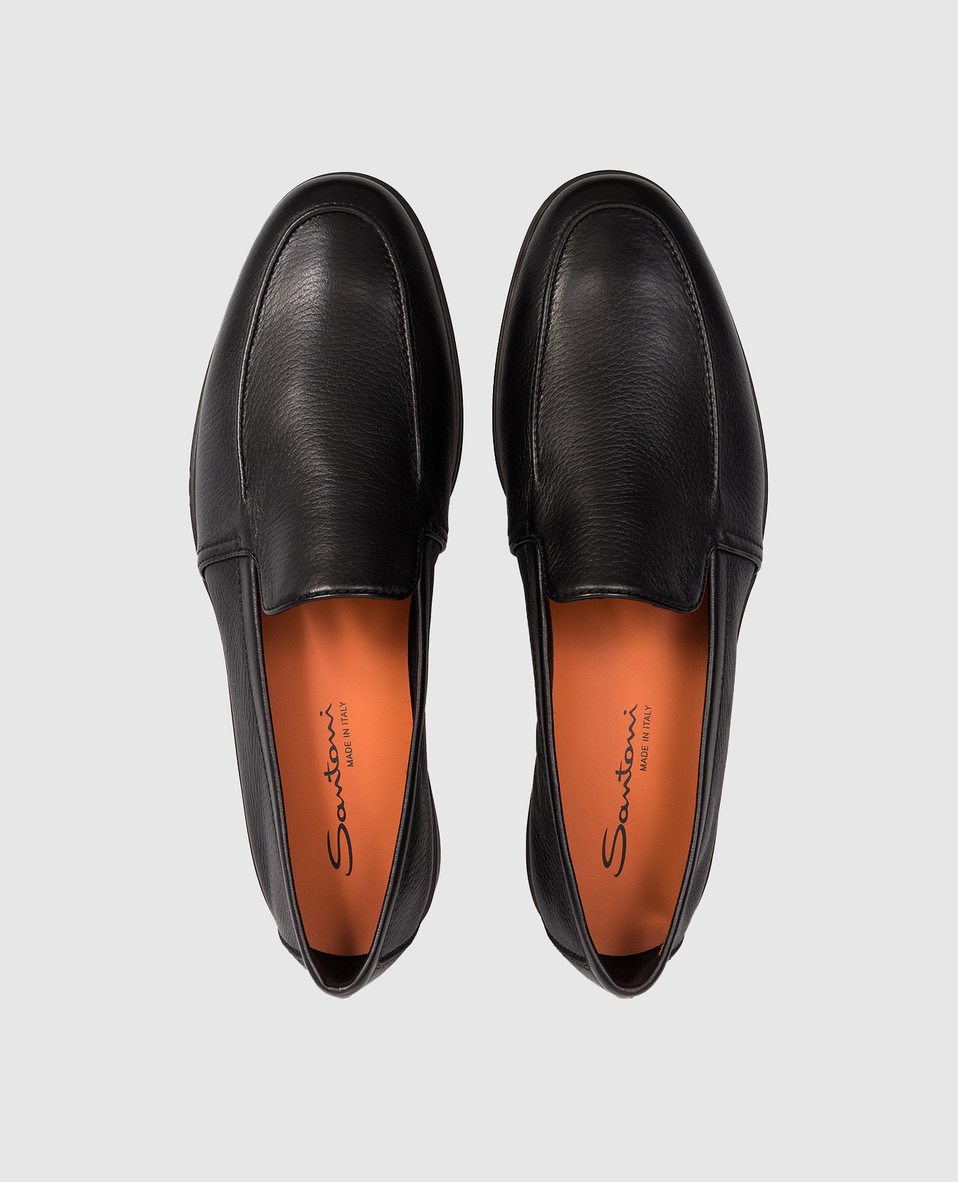 

Black leather loafers with logo Santoni