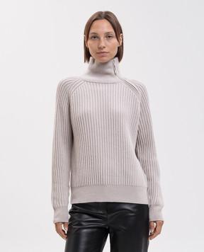 Allude Beige wool and cashmere sweater with zipper 26517621