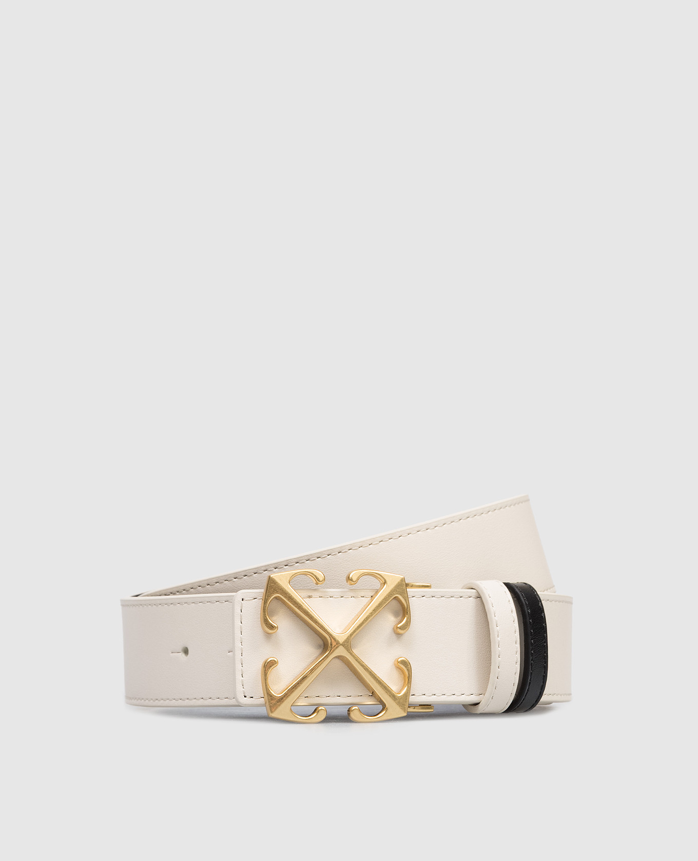

Reversible leather belt with Arrow emblem Off-White, Beige