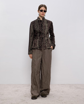 Masnada Khaki jacket with printed wool 7916