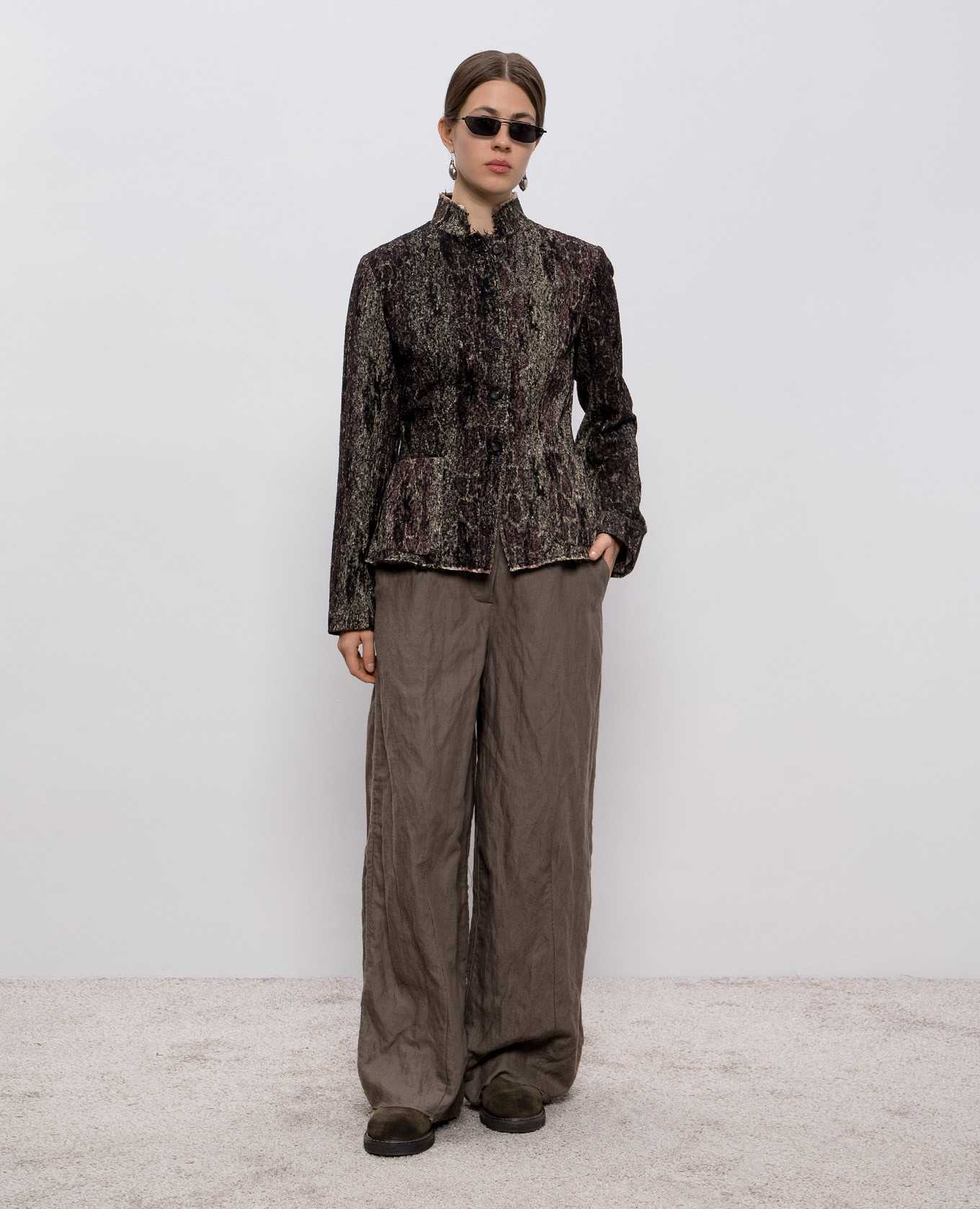 

Khaki jacket with printed wool Masnada