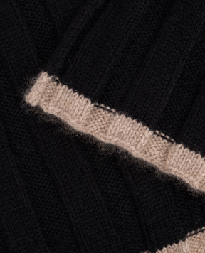 Brunello Cucinelli Black cashmere scarf with fringe M2240819