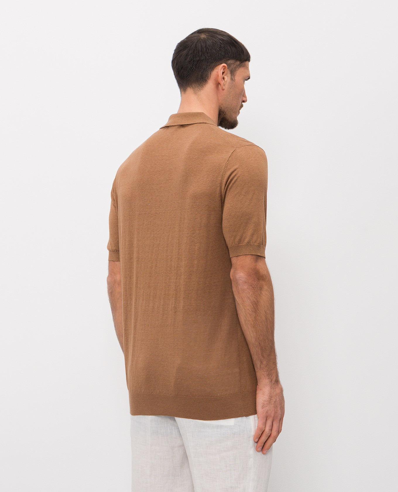 

Brown linen and silk polo shirt Cashmere&Whiskey
