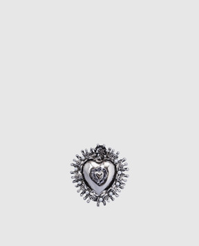 CelesteG Silver heart-shaped ring with beads 1180
