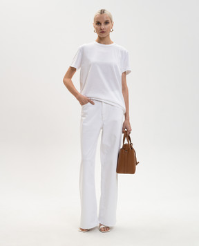Fabiana Filippi White T-shirt with a monil chain JED266F133L796