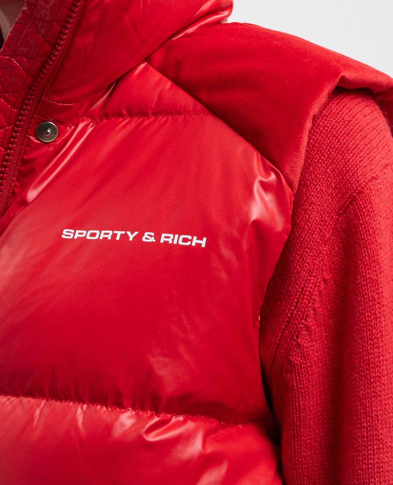Red down vest with logo print Sporty & Rich 5