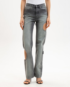 Off-White Gray jeans with figure-hugging necklines 2YA06ES26DEN002