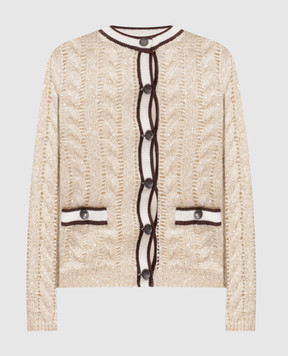 Brunello Cucinelli Beige cardigan with wool and cashmere MGT352206P