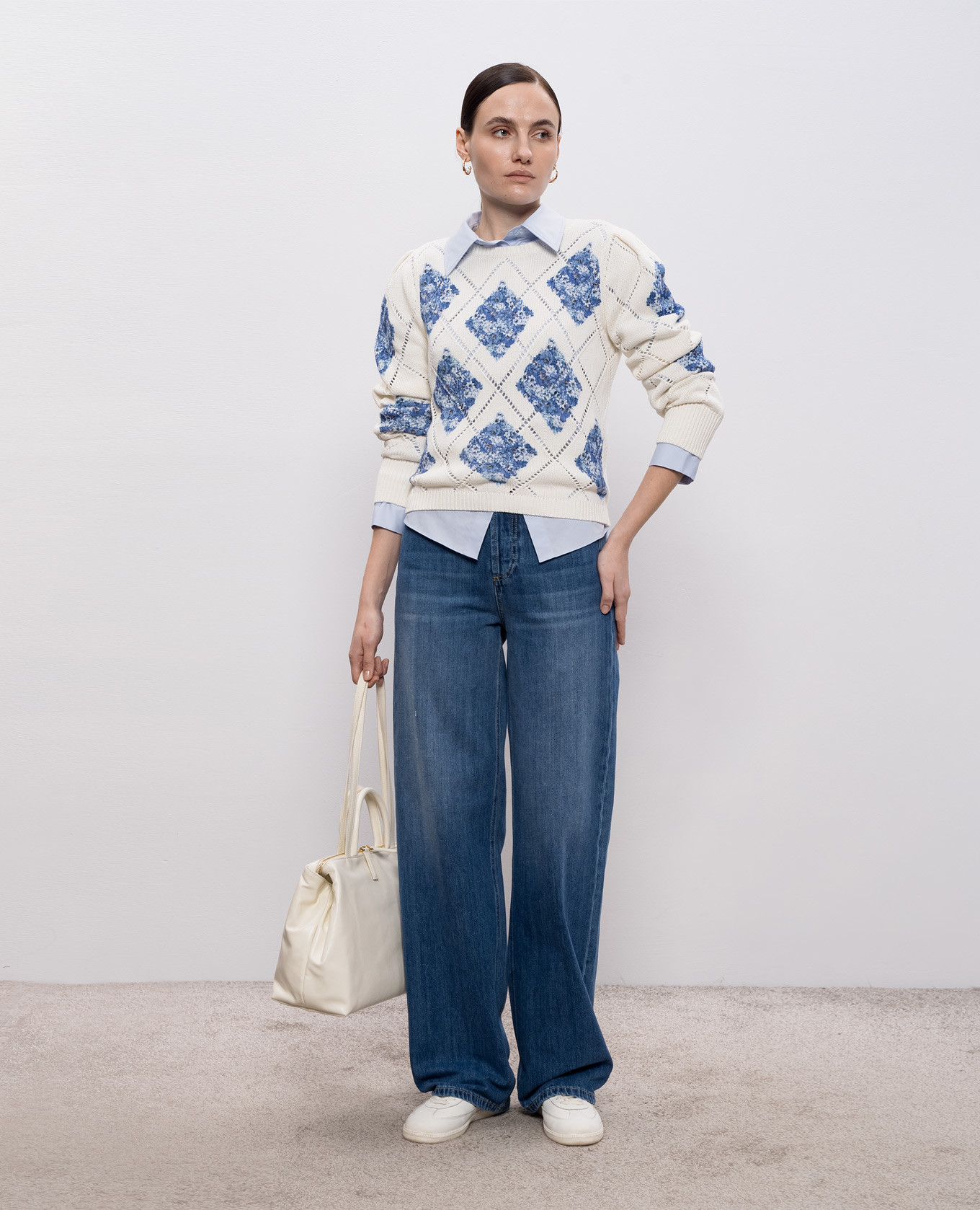 

Blue shirt with logo embroidery Twinset, Light blue