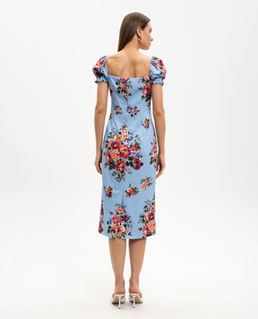 Dolce&Gabbana Blue dress with floral print silk F612STFSA8P