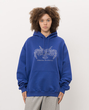 Vetements Blue printed hoodie MH27HD199BL