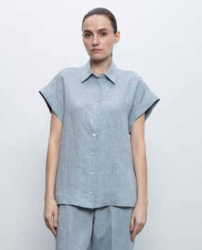 Peserico Blue linen shirt with lapels S0649802629