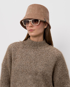 Brunello Cucinelli Brown corduroy panama hat with monil chain MCAP90229P