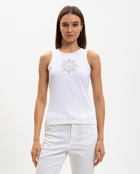 Twinset White ribbed top with logo 261TP2090