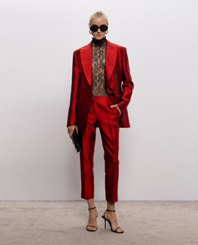 Dolce&Gabbana Red Mikado silk trousers FTAGNTFU116