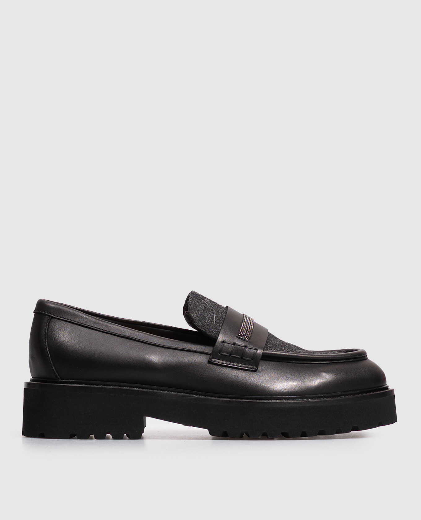 Black combination loafers with monil chain Doucal's