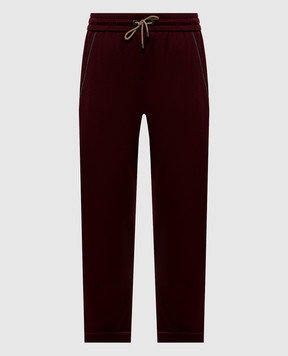Brunello Cucinelli Burgundy Monil Chain Silk Sweatpants MP828SB899