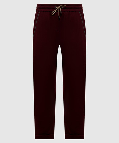 Burgundy Monil Chain Silk Sweatpants