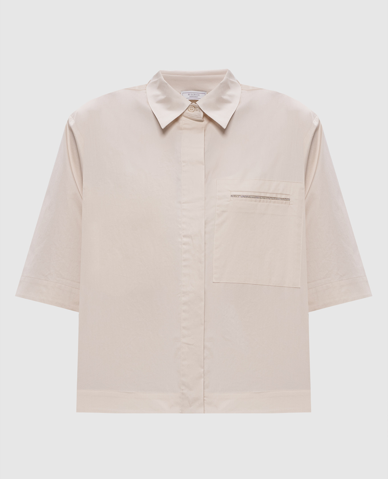 Beige shirt with monil chain