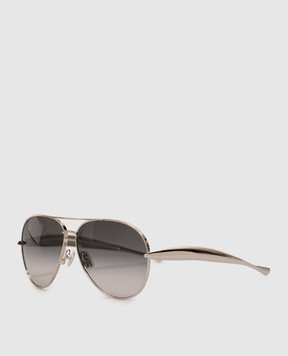 Bottega Veneta Silver Sardine Aviator Sunglasses 779517V4450