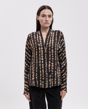 Momoni Black blouse with contrasting print MOSH05106MO