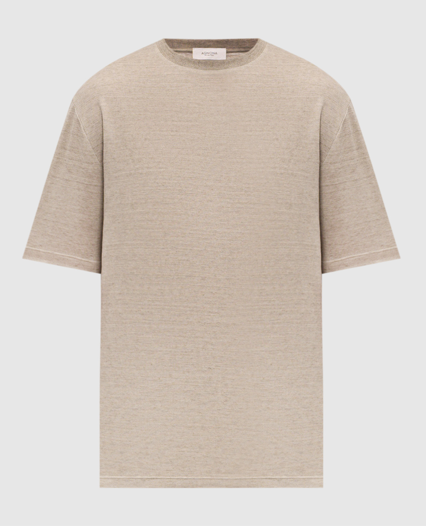 

Beige linen T-shirt with logo embroidery Agnona