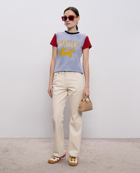 Valentino Beige flared jeans with logo patch 8B3DD21V9Y5
