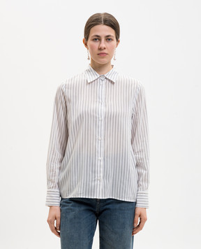 Peserico White striped shirt with monil chain S0606008334
