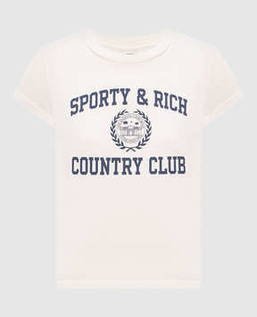 Sporty & Rich Beige Varsity Crest T-Shirt TO11176218WH37w