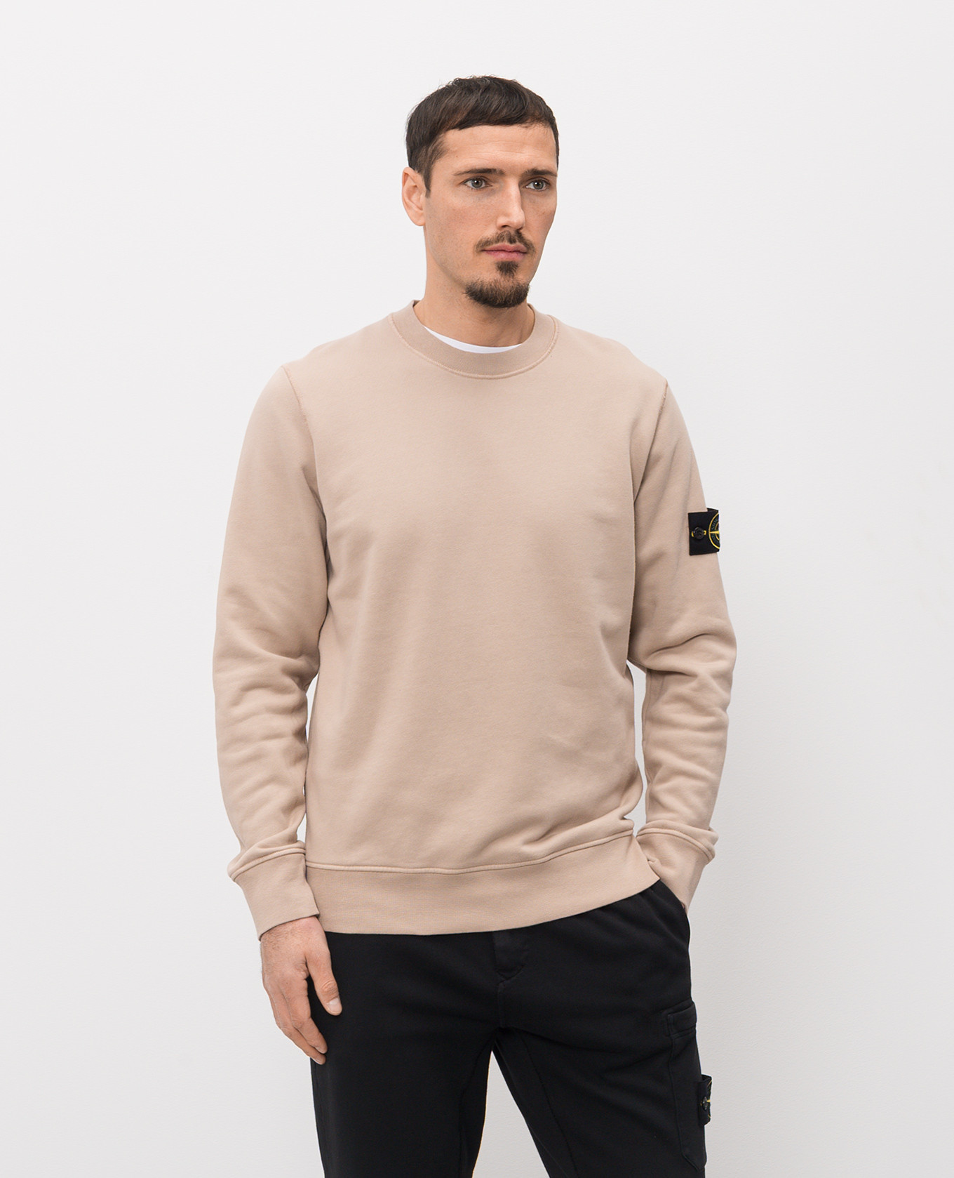 

Beige sweatshirt with logo patch Stone Island