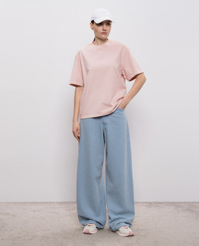 Dondup Pink T-shirt with embroidered logo DS074JF0352RMD2