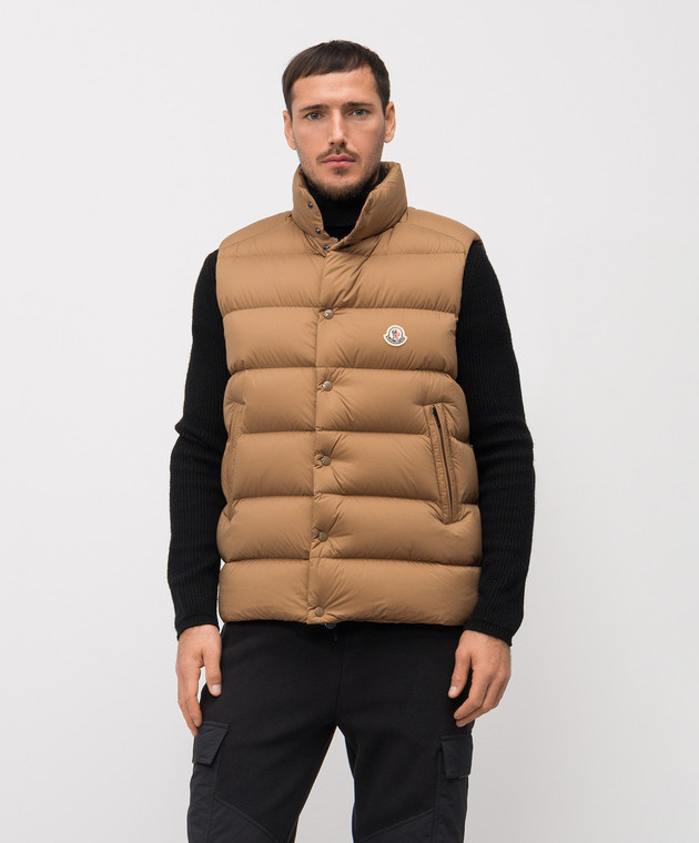Moncler - Brown Tibb down vest K20911A00096597YD - shop with