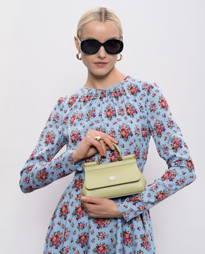 Dolce&Gabbana Sicily green leather bag with logo plate BB7116B1001