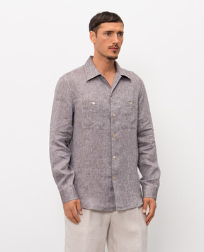 Brunello Cucinelli Brown linen straight-cut shirt MM6840658