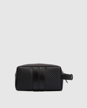 Serapian Black leather toiletry bag with logo SRSTSMML739524ACG2