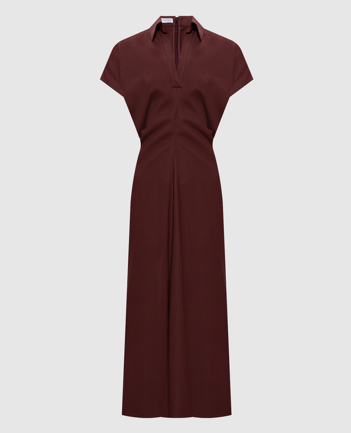 

Burgundy linen dress with monil chain Brunello Cucinelli