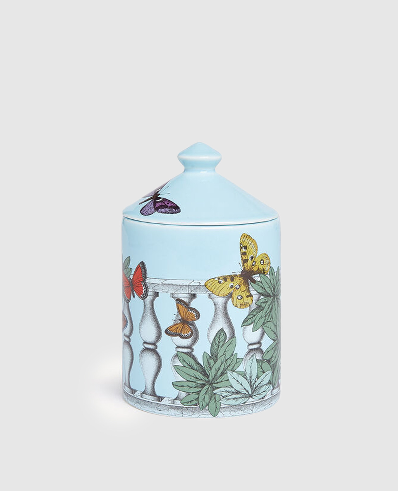 

Scented candle - Farfalle e balaustra Décor in a porcelain candlestick Fornasetti, Light blue
