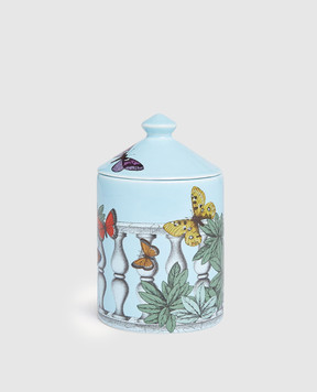 Fornasetti Scented candle - Farfalle e balaustra Décor in a porcelain candlestick FPSM514YGS