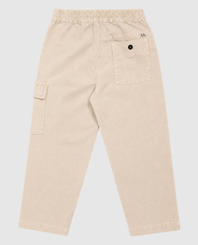C.P. Company Children's beige corduroy pants with logo patch CUP01JLVC0048