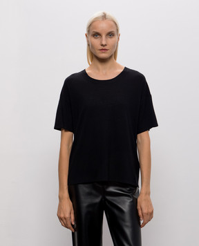 Loulou de Saison Black Ezra T-shirt with wool EZRALDS