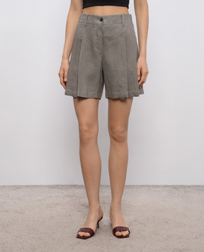 Brunello Cucinelli Gray linen shorts MA698DV499