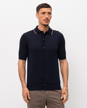Peserico Blue ribbed shirt with short sleeves R59521F189173R