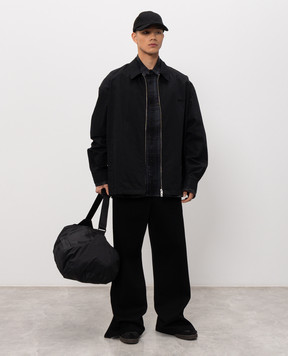 Juun.j Black double-breasted jacket with logo embroidery JC6164P085