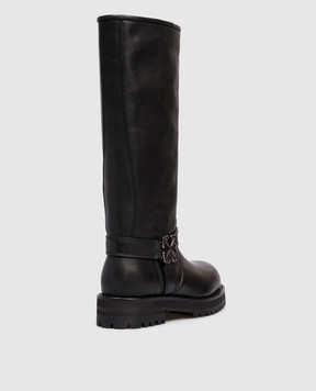 Off-White Black leather boots with Arrow emblem OWIE04OC99LEA001
