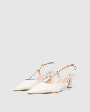 Stuart Weitzman VINNIE white patent leather slingbacks SJ435
