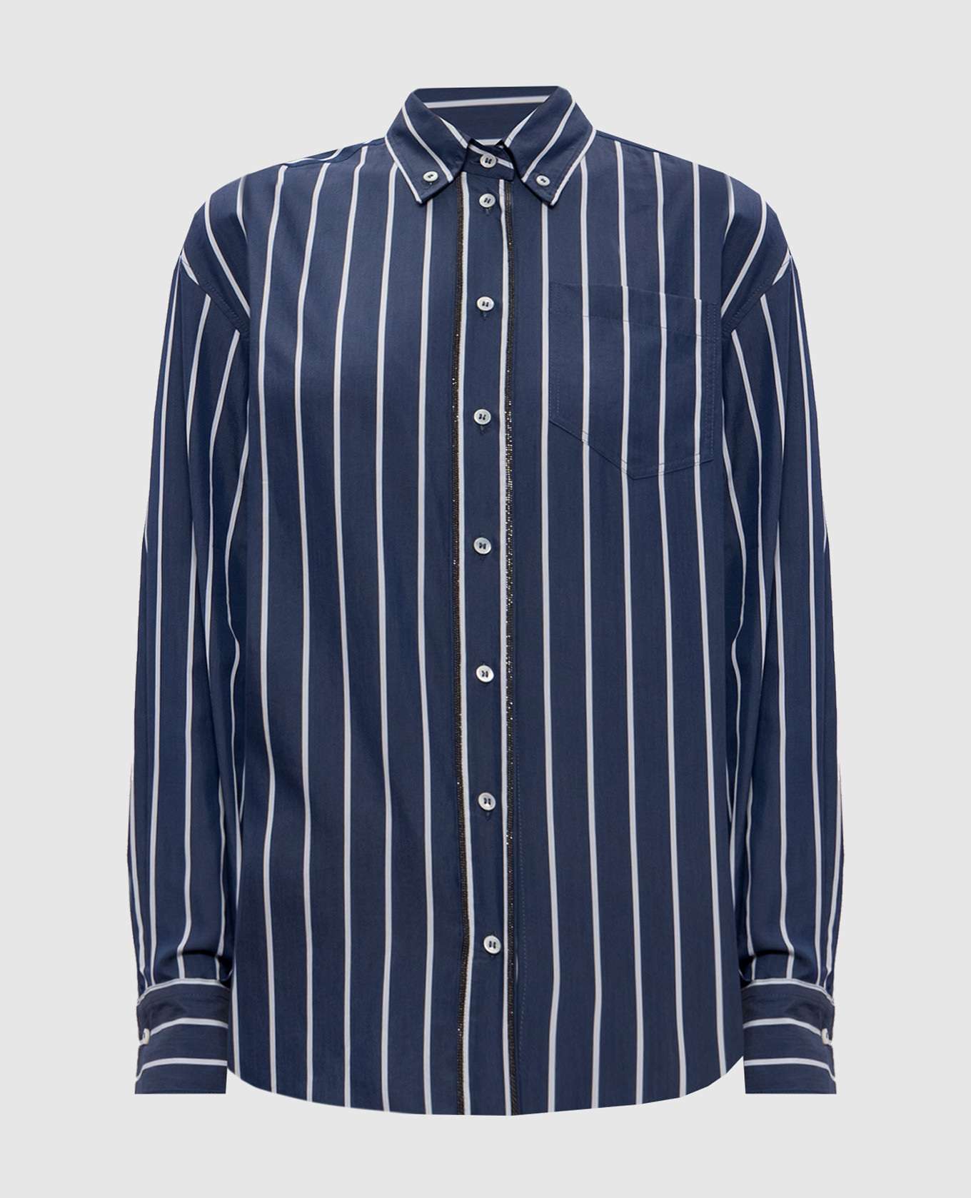 

Blue striped silk shirt Brunello Cucinelli