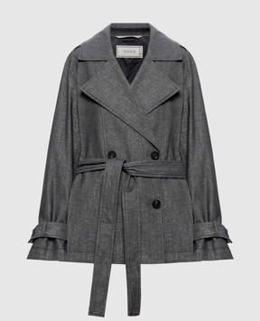 Peserico Gray cropped trench coat with lurex A01745A00589