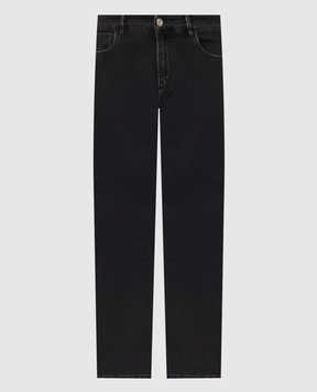 Castangia dal 1850 Black jeans with logo patch GDPCB124