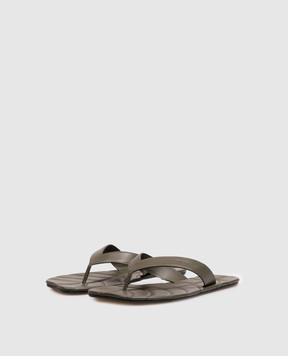 JW Anderson Khaki leather flip-flops with embossed logo SL0016LA0232