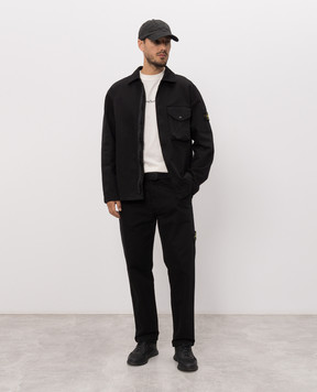 Stone Island Black shirt-style jacket with logo patch L2S151200001S0404